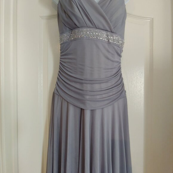 Trixxi Womens Gray Asymmetrical Empire Babydoll Fairy Whimsical Dress Midi Jr L - Picture 4 of 10